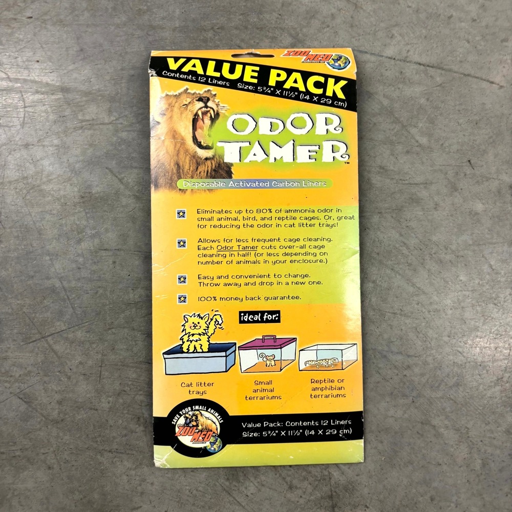 Zoo Med Odor Tamer Activated Carbon Terrarium Cage Liners 12 Pack New